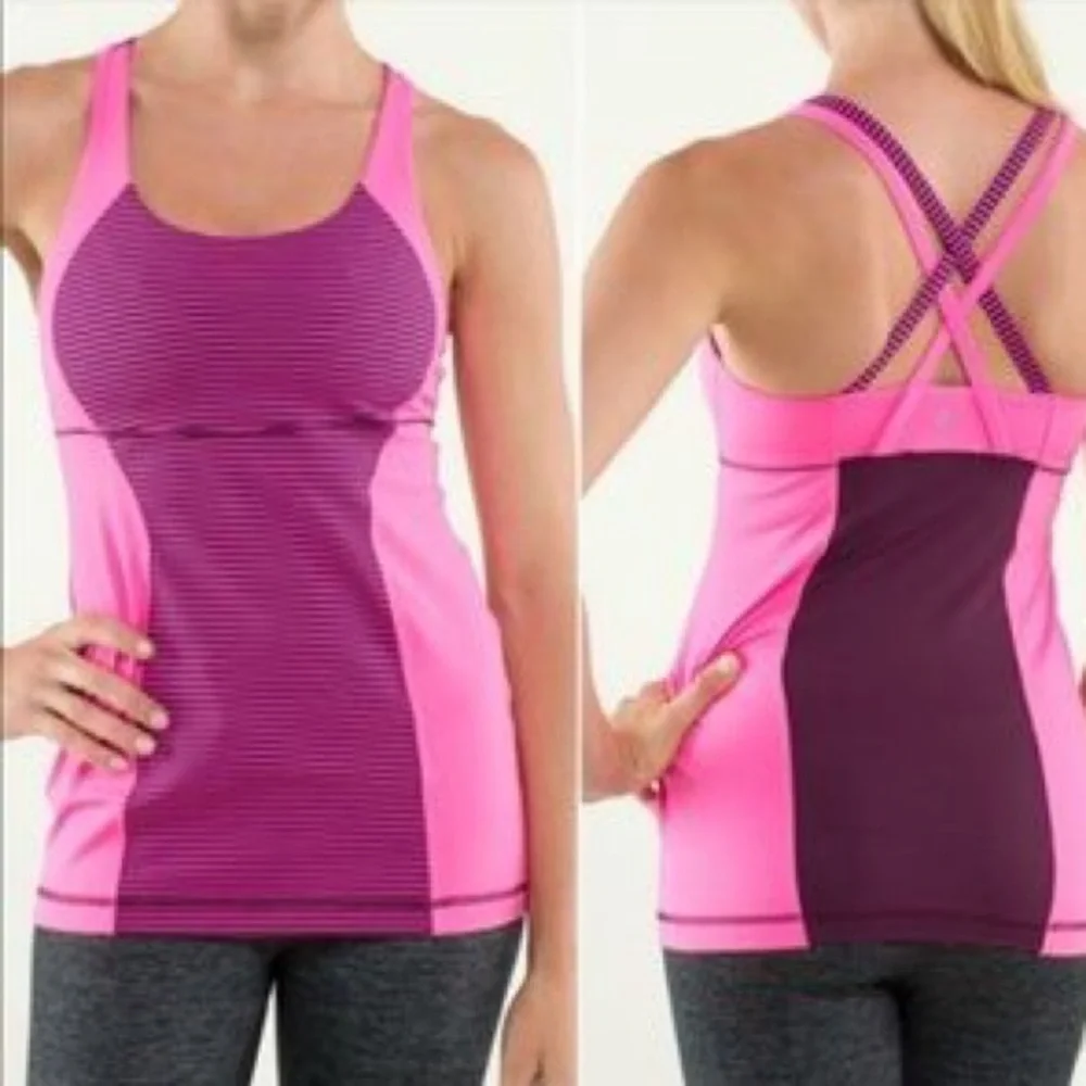 Lululemon Energy Tank Hyper Stripe Raspberry Glo